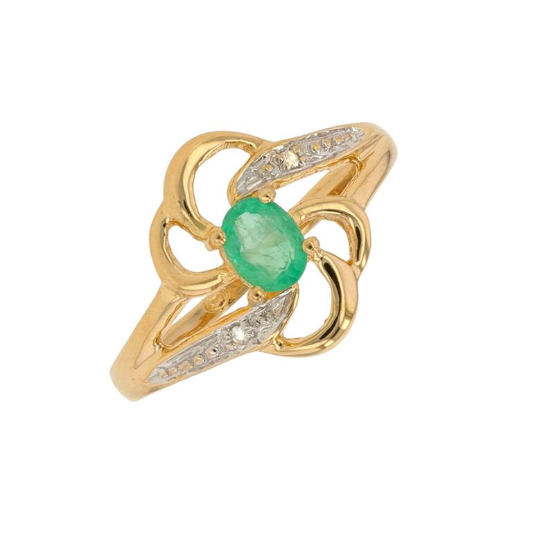 Bague émeraude 0.24 carat et diamants 0.01 carat or jaune 2.88g Comme neuf -  reconditionné disponible sur Gemme Les Bijoux
